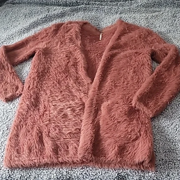 🐰 Free People Fuzzy Open Front Cardigan - Pink - Picture 5 of 15